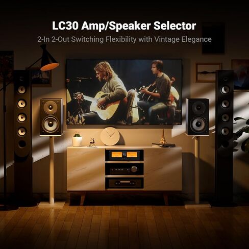 صندوق تبديل مكبر الصوت Fosi Audio LC30 VU Meter وسلك مكبر صوت مجدول 14AWG بطول 5.9 قدم (1.8 متر/70.87 بوصة) للصوت المنزلي in Kuwait