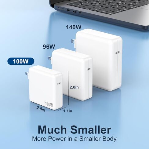 100W Charger for MacBook Pro 14 16 inch MacBook Air 13 15 inch 2026-2021 M5 M4 M3 M2 M1, 100W GaN Power Adapter, 6.6FT USB C to 3 Magnetic 3 Cable, 8.2FT USB C to C Cable【Original Quality】 in Kuwait