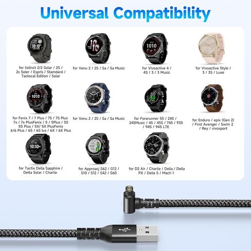 sweguard Garmin Watch Charger Cable Right Angle 4ft for Garmin Approach S70 S62 S60 S42 S40 S12 S10 Replacement Charging Cable Cord Plus a Black Silicone Charger Port Protector Anti Dust Plug in Kuwait