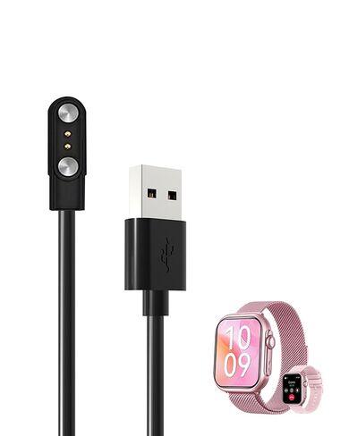 [عبوة واحدة] لشاحن الساعة الذكية SWGOTA G62/RUXINGX G62 مقاس 1.85 بوصة، كابل شحن USB مغناطيسي بديل متوافق مع ملحقات الساعة الذكية G62. (أسود) in Kuwait