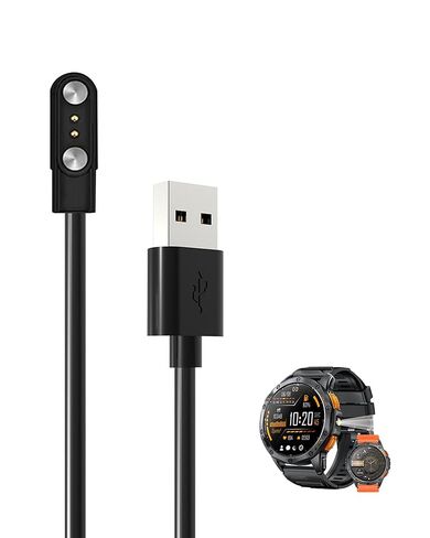 [عبوة واحدة] لشاحن الساعة الذكية Tiwain ZK67، كابل شحن USB بديل مغناطيسي متوافق مع ملحقات الساعة الذكية Tiwain ZK67. (أسود) in Kuwait