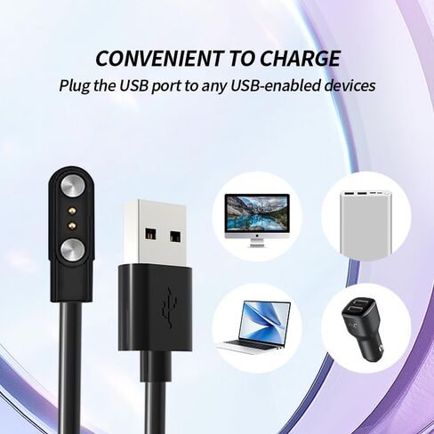 [عبوة واحدة] لشاحن الساعة الذكية Tiwain ZK67، كابل شحن USB بديل مغناطيسي متوافق مع ملحقات الساعة الذكية Tiwain ZK67. (أسود) in Kuwait