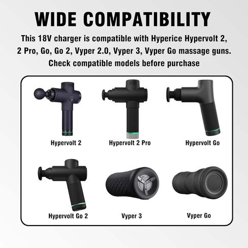 شاحن 18 فولت يناسب مسدس التدليك Hyperice المتوافق مع مسدس التدليك Hypervolt 2/2 Pro/Go/Go 2 Vyper 3/2/Go Massage Gun in Kuwait