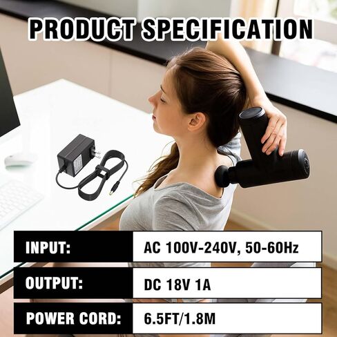 شاحن 18 فولت يناسب مسدس التدليك Hyperice المتوافق مع مسدس التدليك Hypervolt 2/2 Pro/Go/Go 2 Vyper 3/2/Go Massage Gun in Kuwait