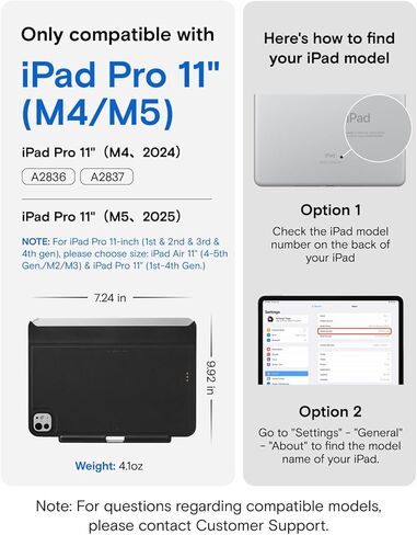 MOFT Snap Tablet Case for iPad Pro 11" (M5/M4) with Pencil Holder, Magic Keyboard Compatible, Slim Lightweight Magnetic Case, Connect to Versatile Snap Stands in Kuwait