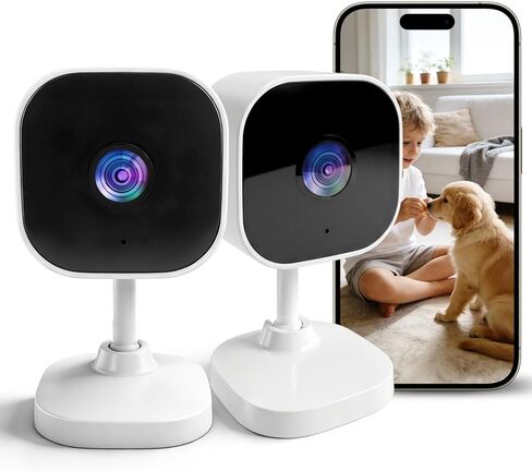 كاميرات 2K لأمن المنزل ثنائي النطاق 5G/2.4 جيجا هرتز واي فاي كاميرا داخلية لمراقبة الأطفال وكاميرا للحيوانات الأليفة للكلاب والقطط وكبار السن، كشف الحركة بالذكاء الاصطناعي ثنائي الاتجاه، رؤية ليلية صوتية 24/7، تسجيل محلي، تخزين سحابي SD، عبوتان in Kuwait