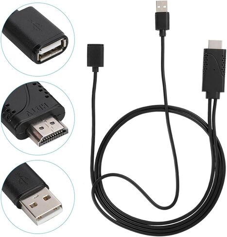 كابل محول USB أنثى إلى ذكر 2 في 1 التوصيل والتشغيل 1080P USB محول للهاتف إلى شاشة التلفزيون مع شريحة فك تشفير مدمجة حافظة ABS إشارة ثابتة in Kuwait