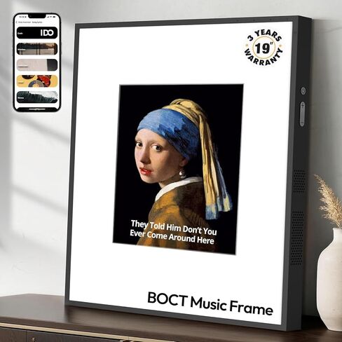 مكبر صوت ذكي بإطار موسيقي من BOCT - مع عرض كلمات الأغاني، ومكبر صوت صندوقي عالي الدقة، هدية منزلية إبداعية، أكثر من 10000 لوحة مشهورة عالميًا، يدعم Spotify وApple Music in Kuwait