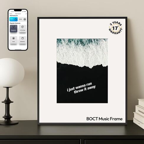 مكبر صوت ذكي بإطار موسيقي من BOCT - مع عرض كلمات الأغاني، ومكبر صوت صندوقي عالي الدقة، هدية منزلية إبداعية، أكثر من 10000 لوحة مشهورة عالميًا، يدعم Spotify وApple Music in Kuwait