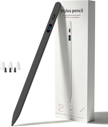 Pencil for iPad with Magnetic & LED Display, 3X USB-C Faster Charge,Stylus Pen Compatible with iPad/iPhone/Android, iPad 6-11th/A16,Air M3/M2/3-5th,Pro M4&M5 (Black) in Saudi Arabia