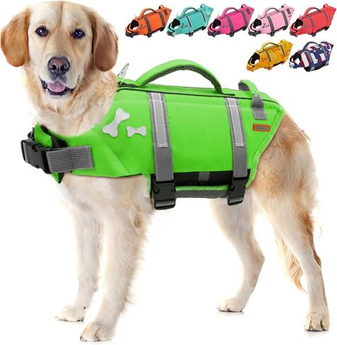 EMUST Dog Water Vest, Bright Color Dog Life Jacket for Swimming Boating in Saudi Arabia