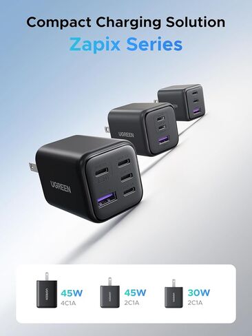 UGREEN 5-Port 45W USB C Charger Block, PD/PPS/QC 45 Watt Fast Charging, GaN Charger with 4 USB C Port for iPhone 17/16/15, Galaxy S26/S25/S24/S23, Pixel 10/9/8, iPad, MacBook Neo/Air and More in Kuwait
