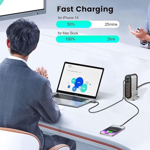 Type a Charger Fast Charging USB Charger Block Charging Station for Multiple Devices qc3.0 Phone Charging Station for iPhone 14/13/12/11 Pro Max,XR,XS,Air,Mini,Galaxy LG and More (Silver) in Kuwait