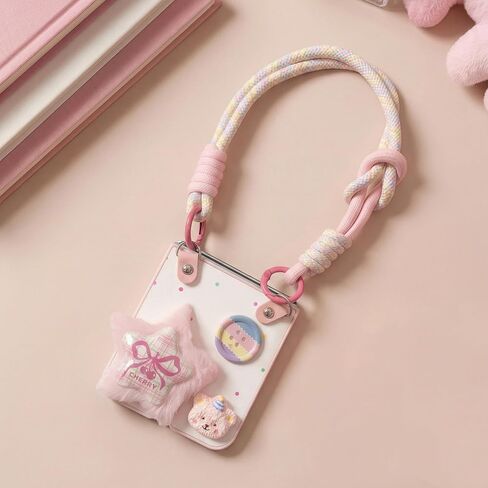 Cute Case for Samsung Z Flip 7 with Strap, Cute Girly Design Galaxy Z Flip 7 Case for Women Girls, Anti-Scratch Shockproof Protective Pink Phone Case for Samsung Galaxy Z Flip 7(2025) in Kuwait