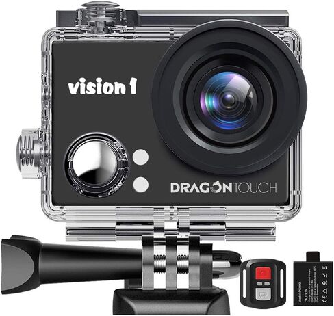 Dragon Touch 1080P Action Camera 12MP Underwater Waterproof Camcorder with 2" LCD Screen Remote Control and Mounting Accessories Kits Vision 1 in Kuwait