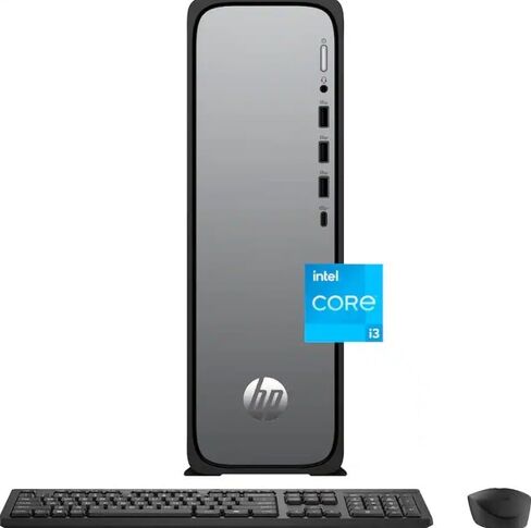 HP OmniDesk Slim Desktop PC, Intel Core i3-13100, 8GB RAM, 256GB SSD, Intel UHD Graphics 710, Windows 11 Home, Meteor Silver, S03-0034 (2025) (Renewed) in Kuwait