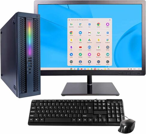 BlairTech Desktop Computer PC, Essential Series, Intel Core i5, 8GB RAM, 256GB SSD, WiFi 6, Bluetooth, HDMI, Display - 22" Monitor w/Mouse & Keyboard, Powered by Google ChromeOS Flex - Restored in Kuwait