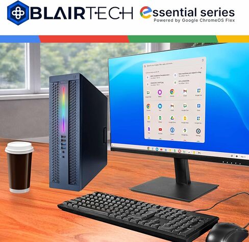 BlairTech Desktop Computer PC, Essential Series, Intel Core i5, 8GB RAM, 256GB SSD, WiFi 6, Bluetooth, HDMI, Display - 22" Monitor w/Mouse & Keyboard, Powered by Google ChromeOS Flex - Restored in Kuwait
