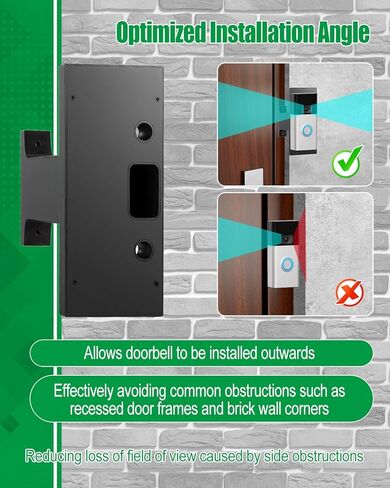 Doorbell Extender Bracket Compatible with Ring Doorbell, Extends Offset Doorbell Holder Mount for Brick Wall, Get Better View, Black 97mm in Kuwait
