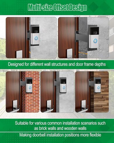 Doorbell Extender Bracket Compatible with Ring Doorbell, Extends Offset Doorbell Holder Mount for Brick Wall, Get Better View, Black 97mm in Kuwait