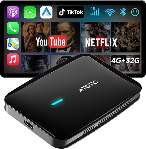 Magic AI Box Wireless CarPlay & Android Auto Converter، صندوق فيديو للسيارة لـ OEM سلكي CP/AA، ثنائي WiFi وBluetooth IoT Hub، يدعم بطاقة Netflix/YouTube/TF in Kuwait