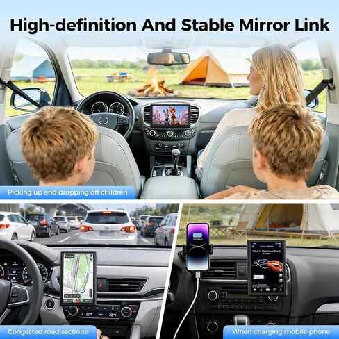Topexplore 7" Wireless Apple CarPlay and Android Auto Screen with Magnetic Mount, Portrait/Landscape Switch, Portable Car Stereo with Bluetooth, Mirror Link, GPS, OTA Update in Kuwait