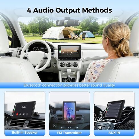Topexplore 7" Wireless Apple CarPlay and Android Auto Screen with Magnetic Mount, Portrait/Landscape Switch, Portable Car Stereo with Bluetooth, Mirror Link, GPS, OTA Update in Kuwait
