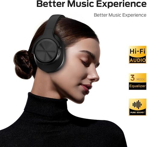 Oraolo Mission 200 Bluetooth Headphones, Wireless Over-Ear Bluetooth with 3 EQ Modes,60H Playtime,Low Latency HiFi Stereo Foldable Lightweight Headset,Deep Bass for Home Office Cellphone PC Ect,Black in Kuwait