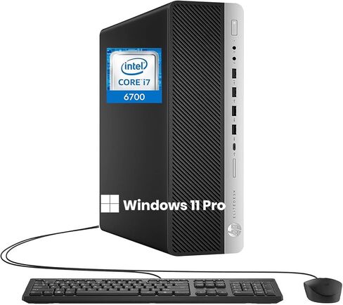 HP EliteDesk 800 G3 SFF Desktop Computer PC, Intel Core i7-6700, 8 GB RAM, 256 GB SSD, Displayport, Wi-Fi, Keyboard and Mouse, Windows 11 Pro (Renewed) in Kuwait
