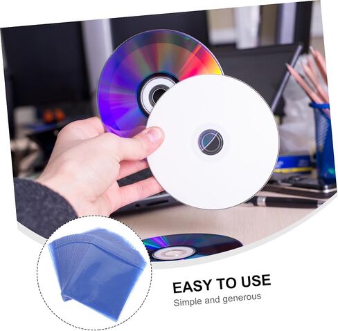 Kisangel 200 قطعة من البلاستيك CD DVD تخزين الأكمام المحمولة وسائل الإعلام القرص حارس حامل للسيارة المنزل مكتب استخدام لون عشوائي in Kuwait