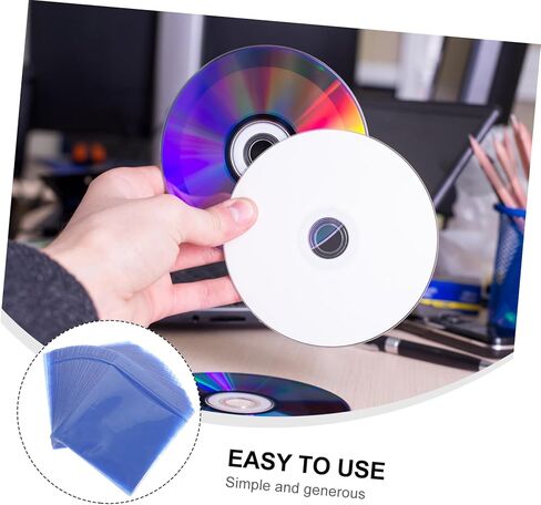 STOBAZA 200 قطعة CD DVD أكمام بلاستيكية 12 سم قابلة لإعادة الاستخدام حاملات تخزين الوسائط أكمام واقية للسيارة والمنزل والمكتب منظمة القرص لون عشوائي in Kuwait