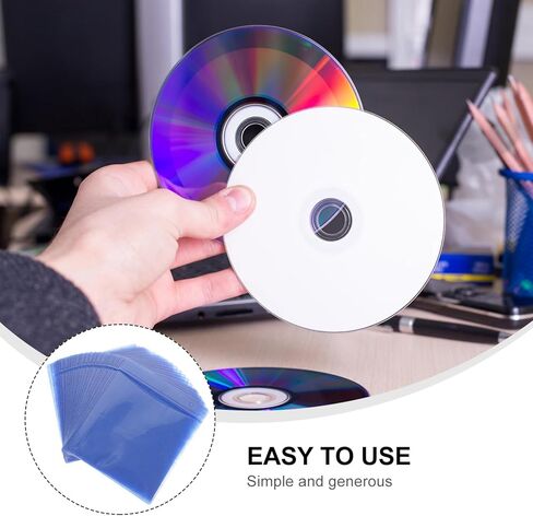 200 قطعة من أكياس تخزين أقراص CD DVD البلاستيكية مقاس 12 سم مع غطاء، وأكمام تخزين الوسائط المحمولة للسيارة والمنزل، منظم ألوان عشوائي in Kuwait