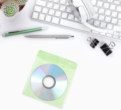 200 قطعة من أكياس تخزين أقراص CD DVD البلاستيكية مقاس 12 سم مع غطاء، وأكمام تخزين الوسائط المحمولة للسيارة والمنزل، منظم ألوان عشوائي in Kuwait