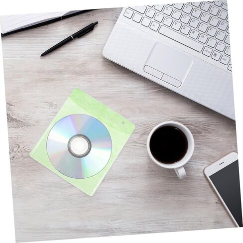 200 قطعة من أكياس تخزين أقراص CD DVD البلاستيكية مقاس 12 سم مع غطاء، وأكمام تخزين الوسائط المحمولة للسيارة والمنزل، منظم ألوان عشوائي in Kuwait