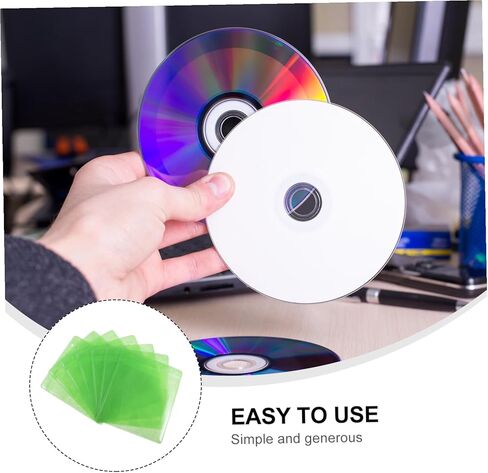 OUNONA 200pcs CD Sleeve Holder and DVD Storage Plastic Sleeves 12cm Portable Media Storage Organizer for Car and Home Use Random Color in Kuwait