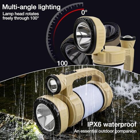 Rechargeable LED Lantern, Camping Essentials, 800LM, Hanging Solar Charging，9 Light Modes, IPX6 Waterproof, Lantern Flashlight for Hurricane Emergency, Hiking, Home and More, USB Cable Included in Kuwait