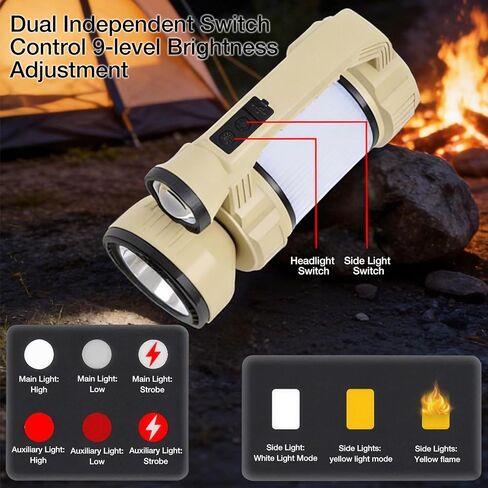 Rechargeable LED Lantern, Camping Essentials, 800LM, Hanging Solar Charging，9 Light Modes, IPX6 Waterproof, Lantern Flashlight for Hurricane Emergency, Hiking, Home and More, USB Cable Included in Kuwait