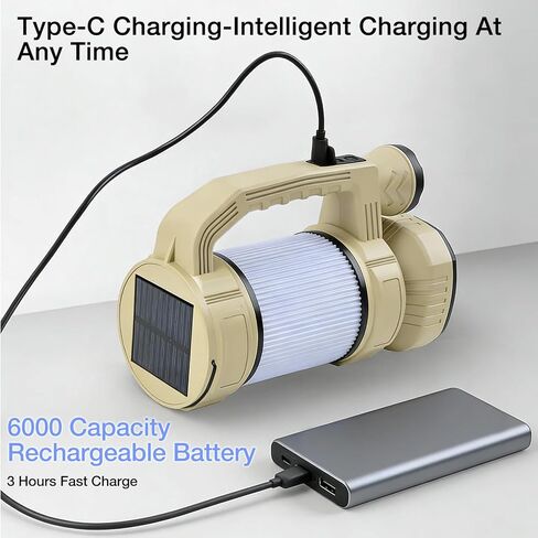 Rechargeable LED Lantern, Camping Essentials, 800LM, Hanging Solar Charging，9 Light Modes, IPX6 Waterproof, Lantern Flashlight for Hurricane Emergency, Hiking, Home and More, USB Cable Included in Kuwait