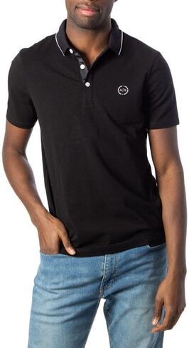 A|X Armani Exchange Men's Short Sleeve Jersey Knit Polo, Black, XL in Kuwait