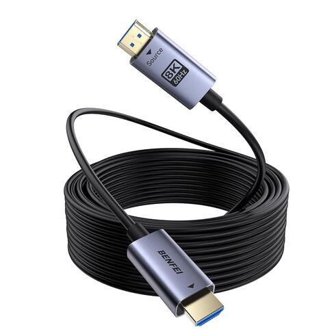 كابل ألياف ضوئية BENFEI 8K HDMI 2.1 بطول 100 قدم - 8K@60 هرتز، 4K@240 هرتز، سرعة عالية 48 جيجابت في الثانية، تصنيف CL3 داخل الجدار، مع eARC/Dynamic HDR/HDCP 2.3 - لأجهزة PS5 وXbox وPC GPU والتلفزيون وجهاز العرض وأنظمة المسرح المنزلي in Kuwait