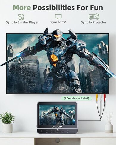 ARAFUNA مشغلات DVD مزدوجة للسيارة مقاس 10.5 بوصة مع مدخل HDMI 1080P وسماعتين، ومشغل DVD لمسند الرأس للأطفال يدعم شاشة المزامنة، وتشغيل فيلمين مختلفين، وأقواس تثبيت، وبطاقة USB/SD، خالية من المنطقة in Kuwait