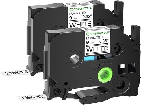 GREENCYCLE 2 حزمة TZe-221 9 مم 0.35 بوصة شريط ملصقات متوافق مع Brother P-Touch TZ-221 TZe221 TZ221 9 مم 0.35 شريط أبيض مصفح لصانع الملصقات Ptouch PT-D200 D210 D400 D600 H100 H110 PT-P700 P750W in Kuwait
