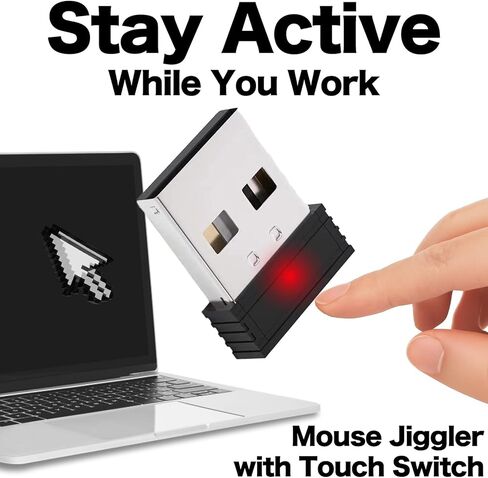 Mouse Jiggler Undetectable – Japan-Designed with Touch Switch, USB Mouse Mover, 1-Pixel Subtle Movement, Plug & Play, No Software in Kuwait
