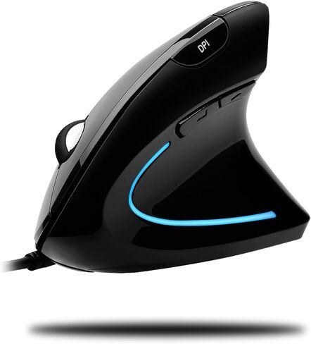 Adesso iMouse E1 - ماوس رأسي مريح مضاء - بصري - كابل - أسود لامع - USB - 1600 نقطة في البوصة - عجلة التمرير - 6 أزرار - اليد اليمنى فقط - IMOUSE E1 in Kuwait