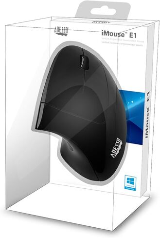 Adesso iMouse E1 - ماوس رأسي مريح مضاء - بصري - كابل - أسود لامع - USB - 1600 نقطة في البوصة - عجلة التمرير - 6 أزرار - اليد اليمنى فقط - IMOUSE E1 in Kuwait