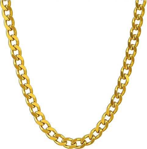 LIFETIME JEWELRY قلادة سلسلة كوبية 5 ملم للنساء والرجال مطلية بالذهب عيار 24 قيراط in Saudi Arabia