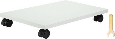 PATIKIL 12x19in PC Stand, Computer Tower Stand Wood CPU PC Holder Under Desk Mobile Cart 4 Caster Wheel for Floor Carpet Tower ATX Case Printer Potted Planter UPS Power Station, White in Saudi Arabia