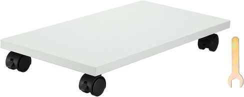 PATIKIL 12x19in PC Stand, Computer Tower Stand Wood CPU PC Holder Under Desk Mobile Cart 4 Caster Wheel for Floor Carpet Tower ATX Case Printer Potted Planter UPS Power Station, White in Saudi Arabia