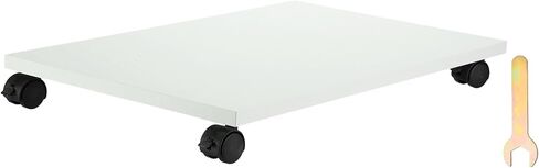 PATIKIL 12x19in PC Stand, Computer Tower Stand Wood CPU PC Holder Under Desk Mobile Cart 4 Caster Wheel for Floor Carpet Tower ATX Case Printer Potted Planter UPS Power Station, White in Saudi Arabia
