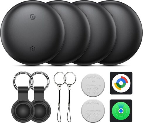 علامات تعقب الهواء لأجهزة Android أو iOS، علامات Air Smart Tag ذات النظام المزدوج - 4 حزم، متوافقة مع تطبيق iOS Find My أو Google'S Find Hub، أداة البحث عن عناصر علامات تعقب البلوتوث للمفاتيح والأمتعة وحقيبة الظهر والمحفظة in Kuwait